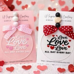 Love Themed Valentine Car Charm with  Bows
